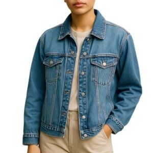 VINTAGE 90’s Cotton Ginny Plus Medium Wash Jean Jacket Fade Wash Loose 1X (S)